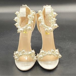 NEW pearl strap open toe heel sandals